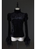 Lilith House Horrible House Velvet Standing Neck Blouse(Reservation/Full Payment Without Shipping)